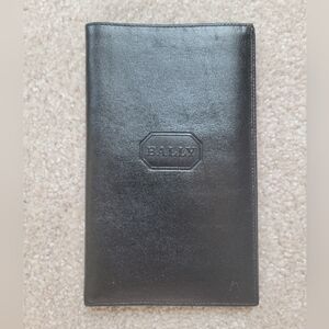 Vintage Bally Long Black Leather Card Holder/Wallet with Gold Logo